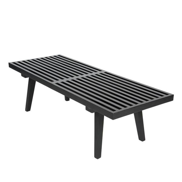 Leisuremod Inwood Platform Black Bench Backless with Solid Wood 48 in.