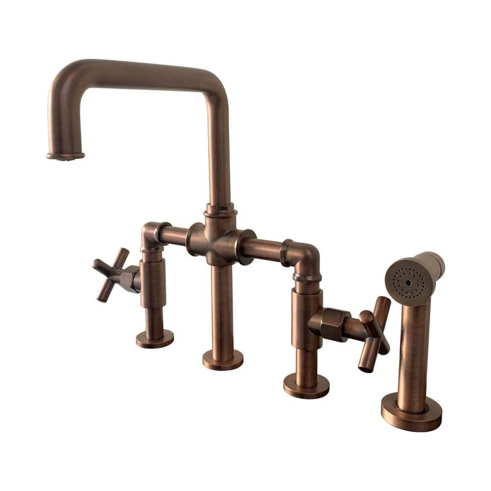 Barclay Highland Double Handle Bridge Kitchen Faucet With Side Spray In   Oil Rubbed Bronze Barclay Bridge Kitchen Faucets Kfb516 Mc Orb 64 1000 