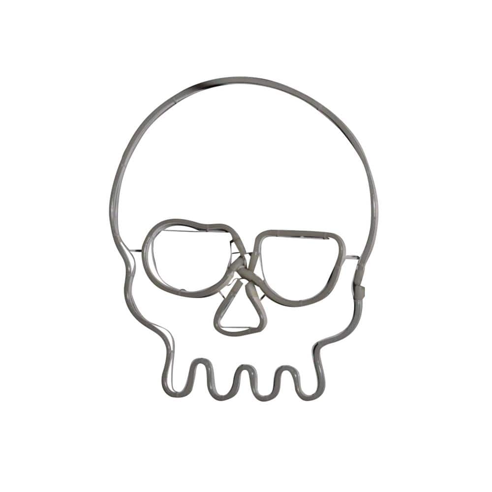 Neon Tube LED White Skull with Purple Eyes Hanging Decor