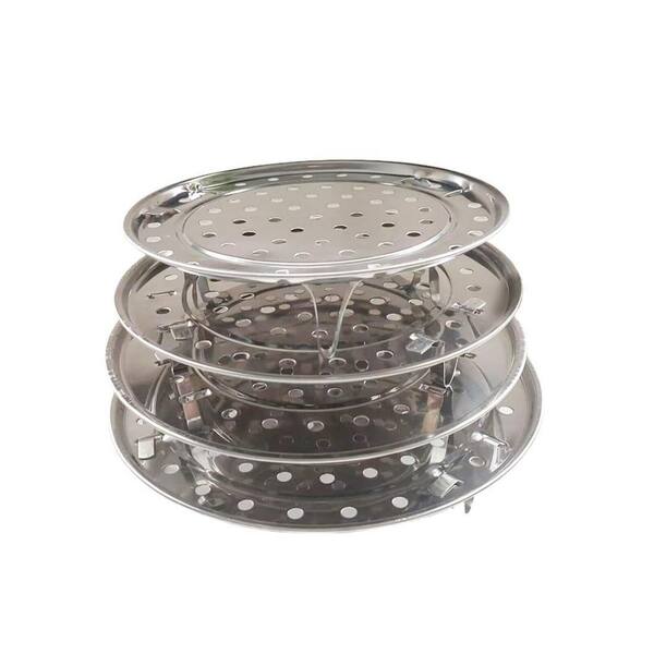 4-Pack Stainless Steel Round Steamer Rack Set, 7.75 in. to 10.11 in. Diameter Cooking Tray Stands for Pot