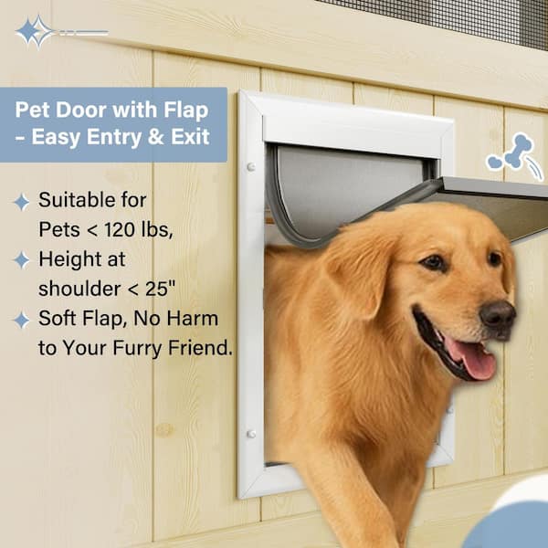 36 in. x 80 in. Single Universal Paneled Unfinished Pine Wood Gauze Mesh Hinged Screen Door with Dog Door for Backyard