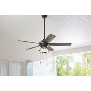 DEXTRUS 52'' Farmhouse Ceiling Fan with Light and Remote, with Clear Seeded  Glass Light Kit, Quiet Reversible Motor, 5 Blades,3 Speed, Timer, Oak &  Black 