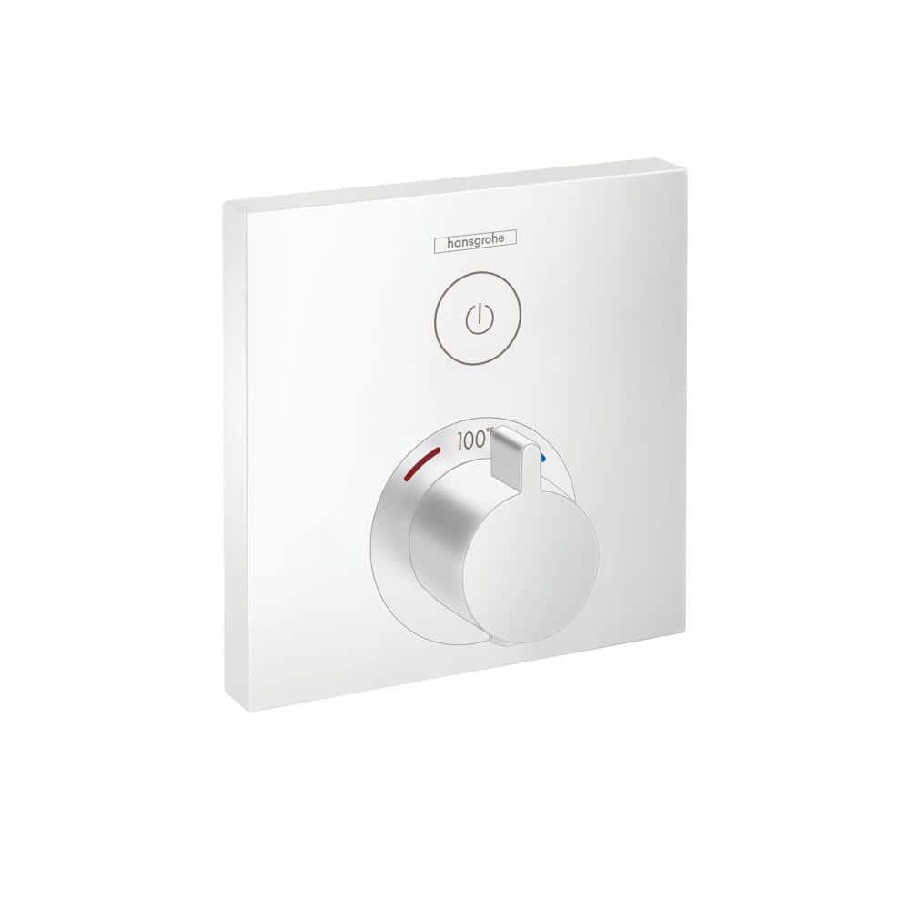 Matte White Modern Wall-Mounted Shower Trim