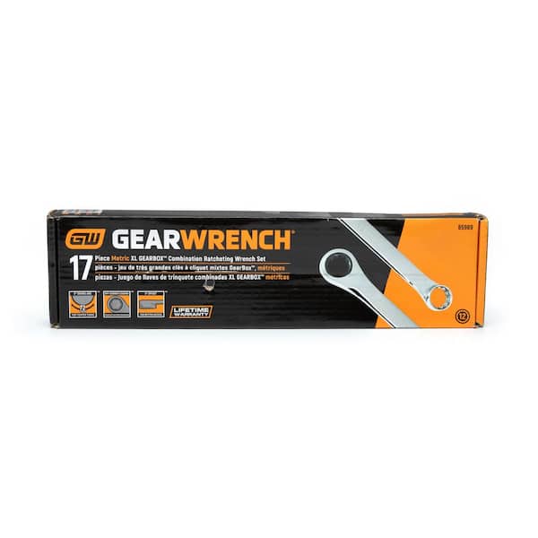 GEARWRENCH 17-Pc XL GearBox Double Box Ratcheting Metric Wrench Set GEARWRENCH 17-Pc XL GearBox Double Box Ratcheting Metric Wrench Set