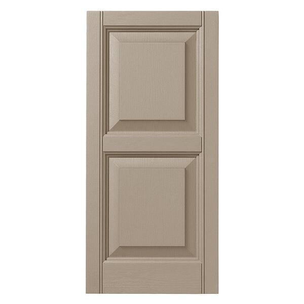 Ply Gem 12 in. x 28 in. Raised Panel Polypropylene Shutters Pair in Pebblestone Clay