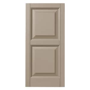 12 in. x 31 in. Raised Panel Polypropylene Shutters Pair in Pebblestone Clay