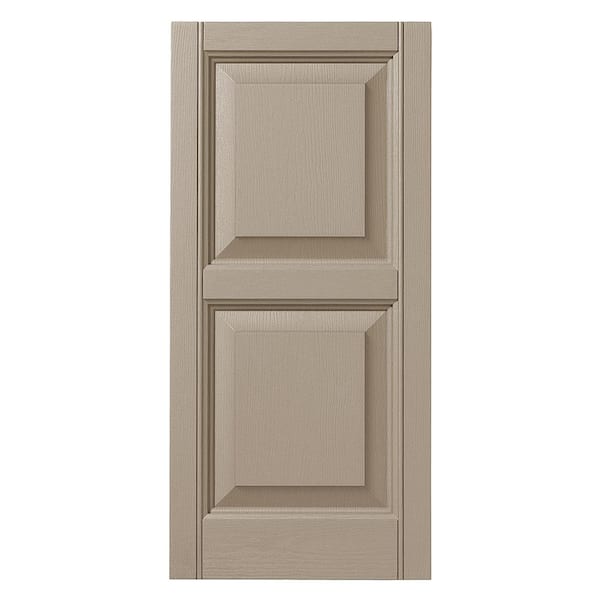 Ply Gem 12 in. x 43 in. Raised Panel Polypropylene Shutters Pair in Pebblestone Clay