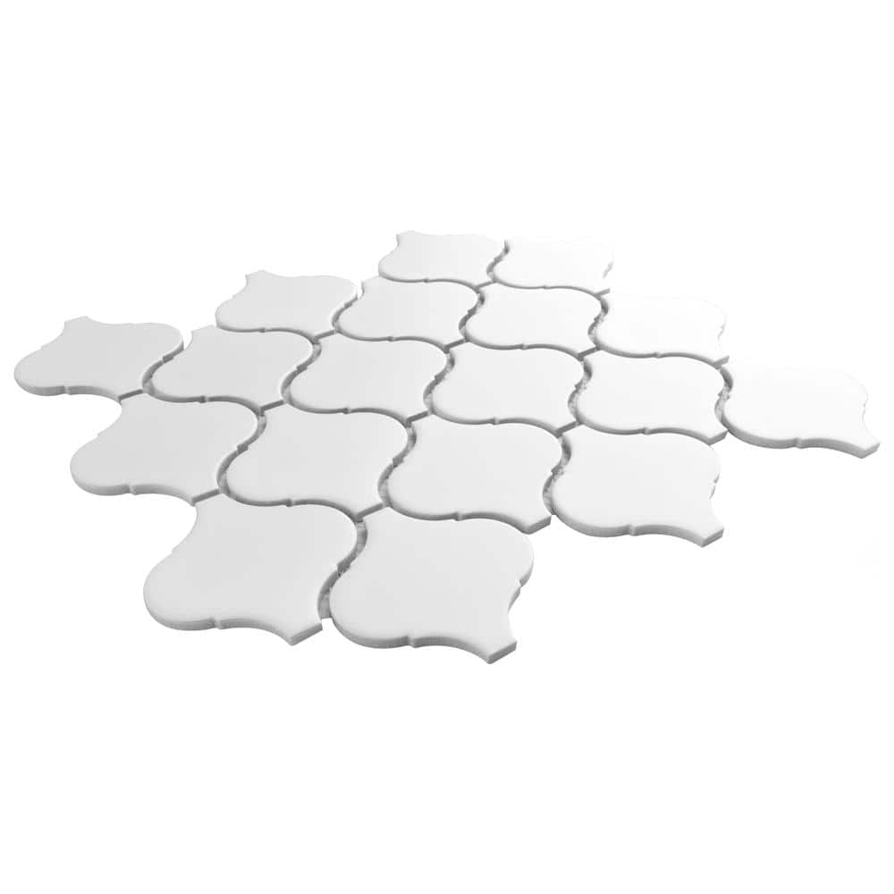 Morocco Matte White 9.5" x 10.75" Porcelain Mosaic Accent Tile