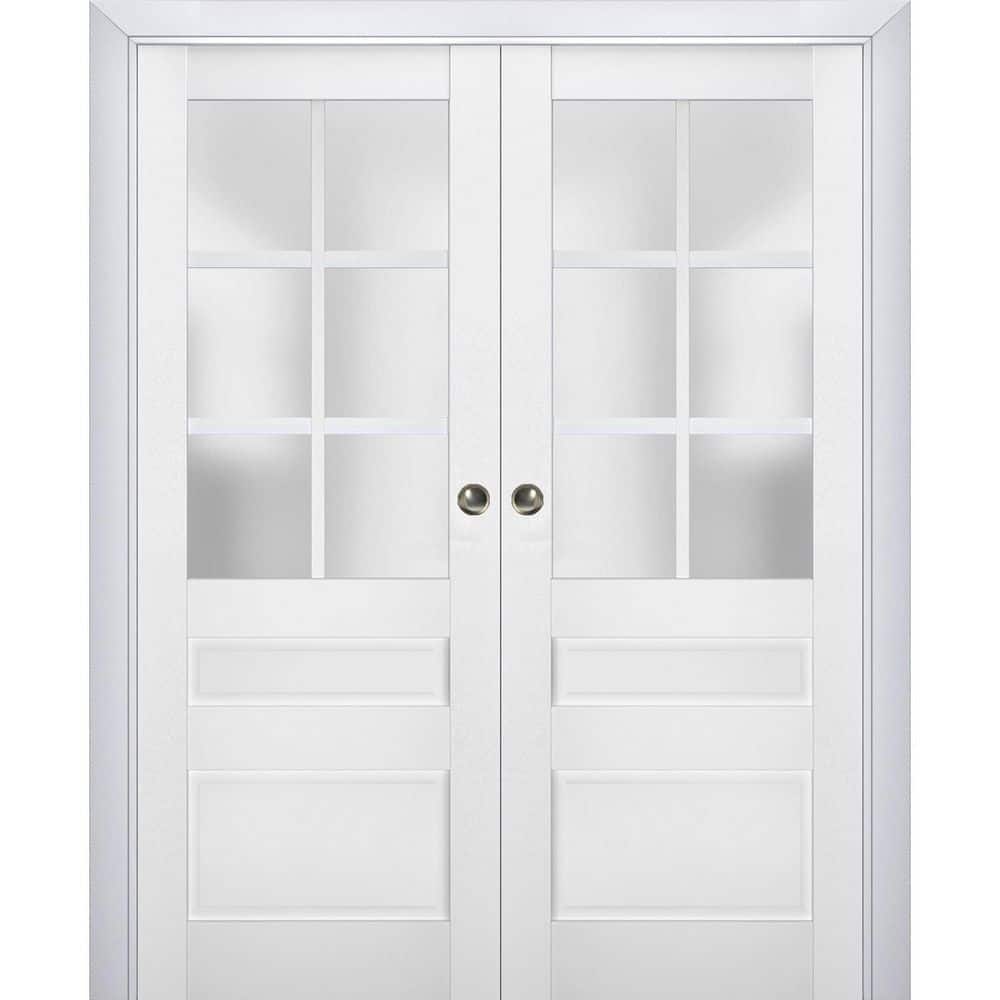 Assemble Required 84 in. x 80 in. 2-Panel White Finished Solid Wood Sliding Door with Hardware price history on PriceWatchPro