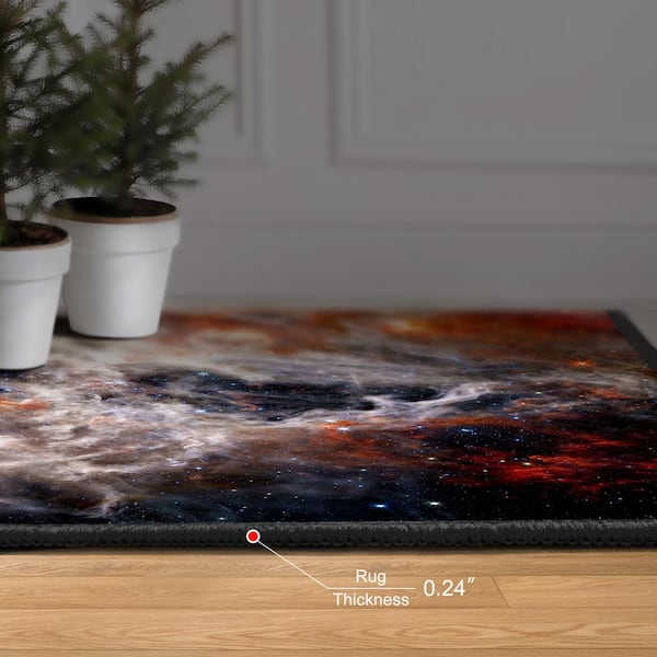 Multi-Colored 5 ft. x 8 ft. The James Webb Space Telescope Washable Art Area Rug