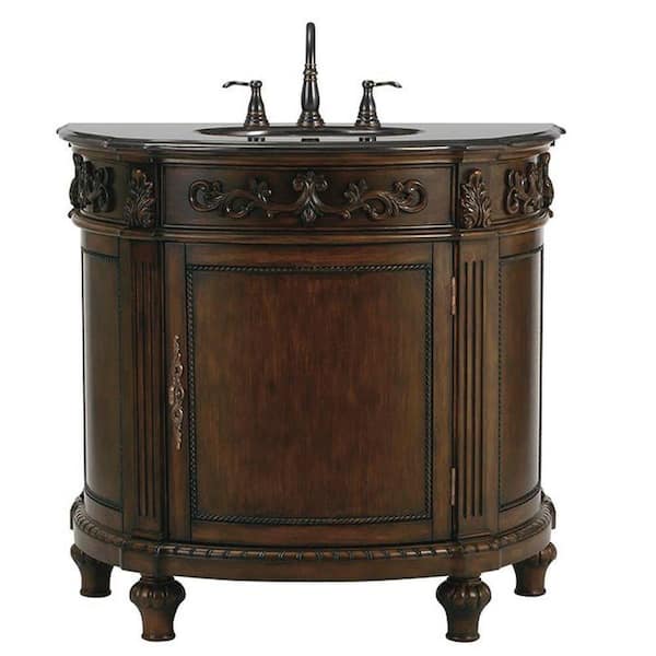 Home Decorators Collection Chelsea 37 in. W x 22 in. D x 35 in. H Single Sink Freestanding Bath Vanity in Antique Cherry with Black Granite Top