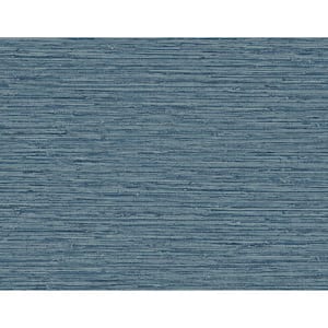 Bay Blue Isla Faux Jute Embossed Vinyl Unpasted Wallpaper Roll 60.75 sq. ft.