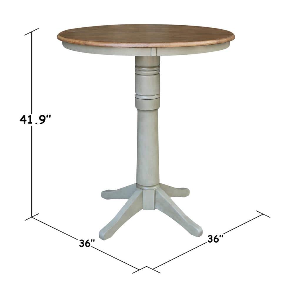 Distressed Hickory and Stone Round Wood Counter Height Table