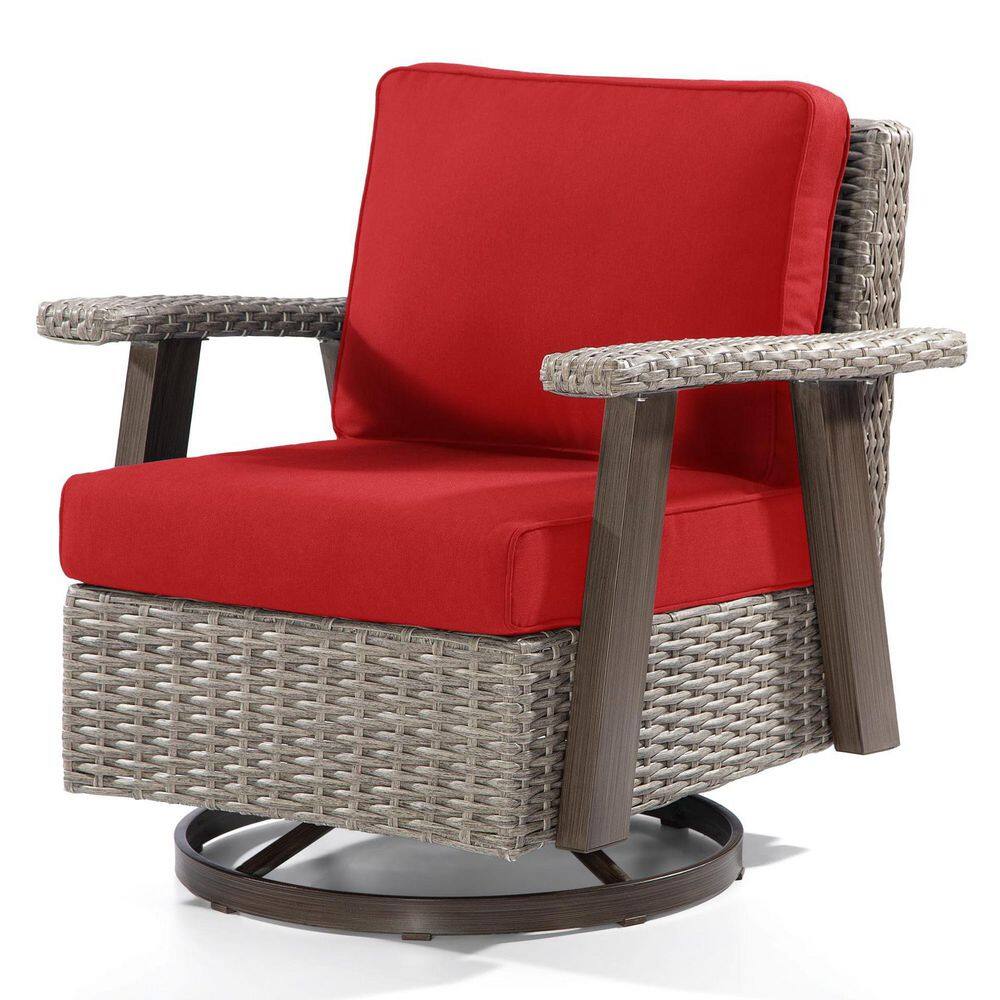Wicker Swivel Outdoor Lounge Chair with Red Cushions price history on PriceWatchPro