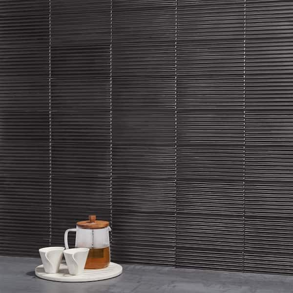 Ivy Hill Tile Ardor Linear Black 4.7 in. x 9.7 in. Metallic 