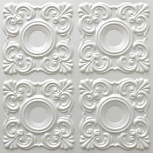 Falkirk Perth Pearl White 2 ft. x 2 ft. Decorative Modern Glue Up Ceiling Tile (40 sq. ft./case)