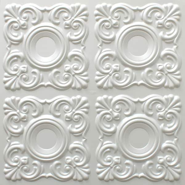 Falkirk Perth Pearl White 2 ft. x 2 ft. Decorative Modern Glue Up Ceiling Tile (4 sq. ft./case)
