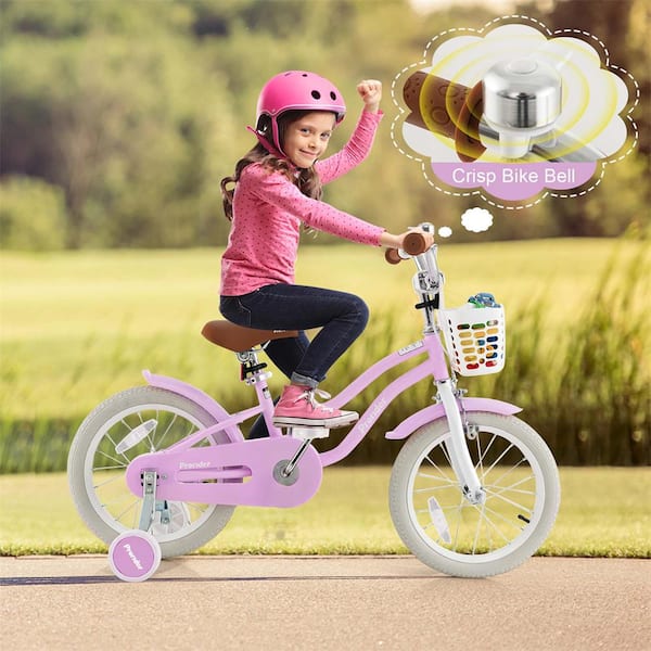 Costway 16'' Kid's Bike with Removable Training Wheels & 2024 Basket for 4-7 Years Ol