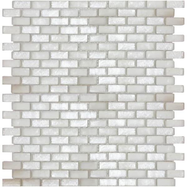 Apollo Tile Glacial White 4 in. x 5 in. Polished and Honed Glass Mosaic Floor and Wall Tile Sample (0.13 sq. ft./Piece)
