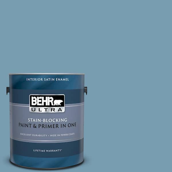 BEHR ULTRA 1 gal. #UL230-17 Blue Cascade Satin Enamel Interior Paint and Primer in One