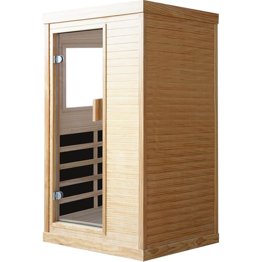 1-Person Far Infrared Indoor Sauna with 7 Heaters, White Downlight & Colorful Light, Chilean Pine Wood, Compact Design price history on PriceWatchPro