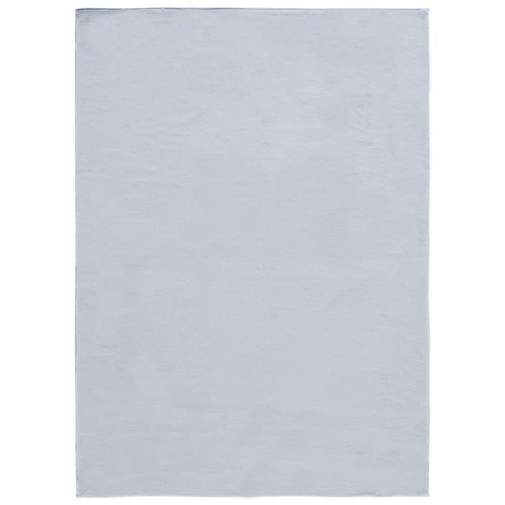 Gray Faux Rabbit Fur 3' x 5' Washable Area Rug