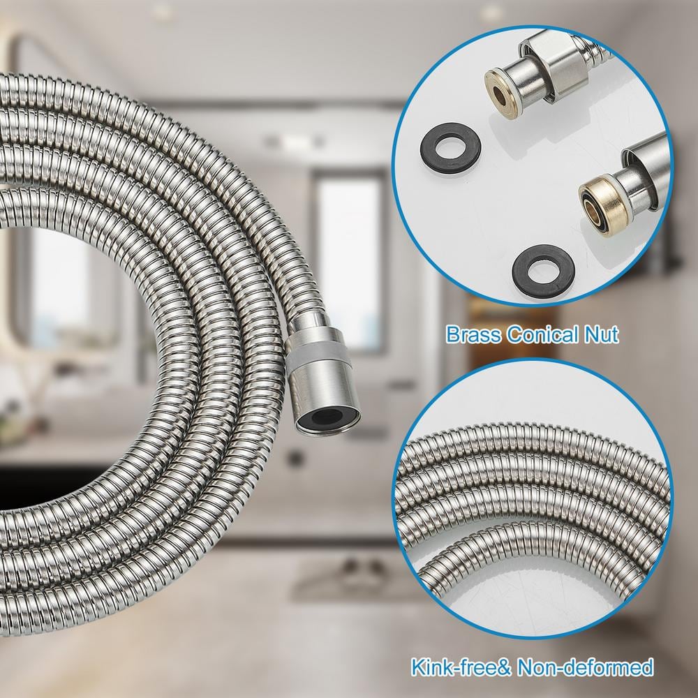 71-Inch Brushed Nickel Stainless Steel Shower Hose with Brass Insert