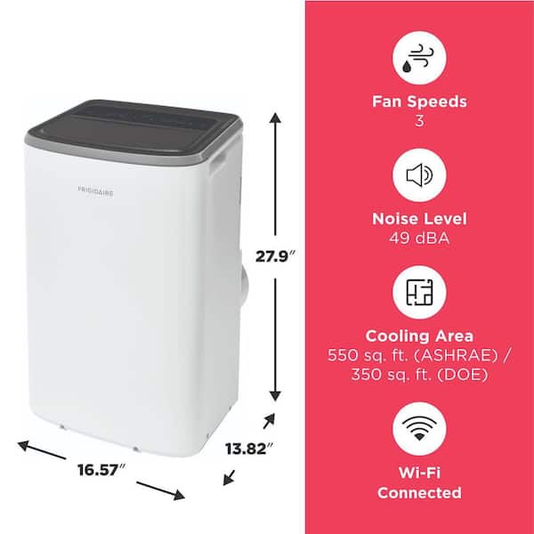 8,000 (DOE) BTU Portable Air Conditioner Cools 350 sq. ft. with Remote Control in White