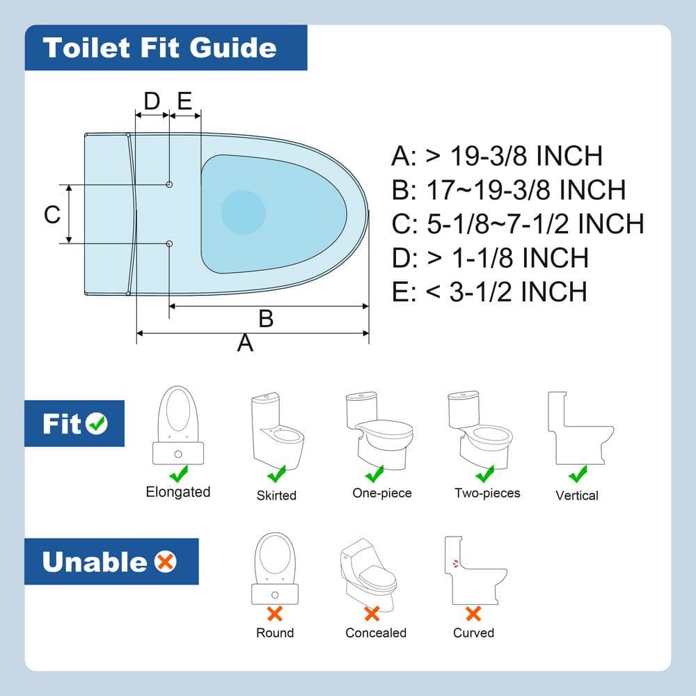 White Elongated Electric Smart Bidet Seat with Heated Features