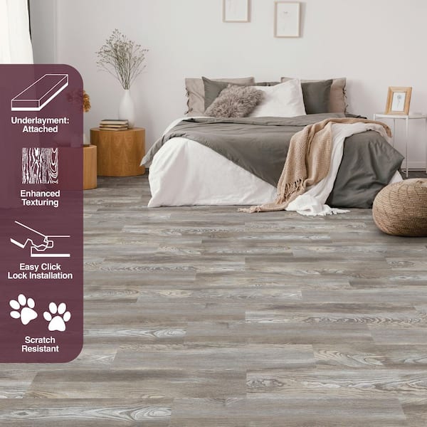 Everett Springs Pine 12 MIL x 7.1 in. W x 48 in. L Click Lock Waterproof Luxury Vinyl Plank Flooring (23.4 sq. ft./case)