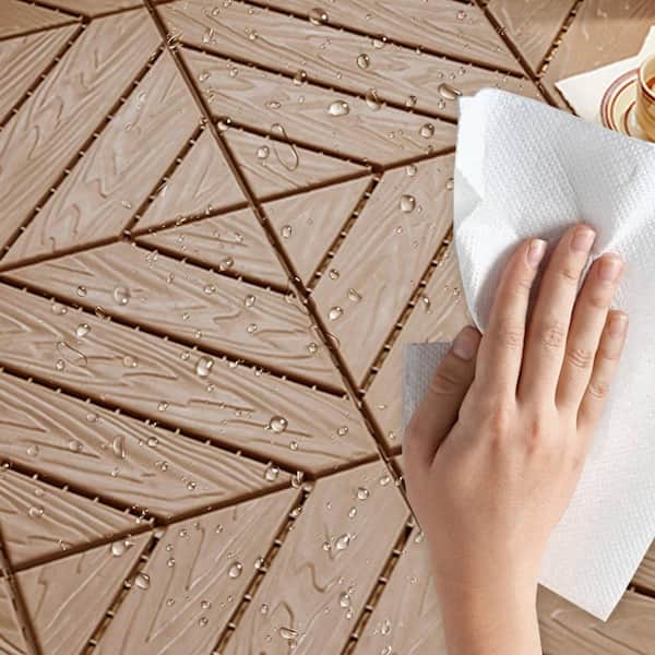 Tidoin Outdoor 1 ft. x 1 ft. Composite Deck Tile in Light Wood(35 Per Box)