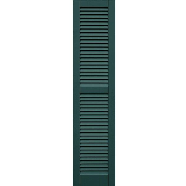 Winworks Wood Composite 15 in. x 66 in. Louvered Shutters Pair #633 Forest Green