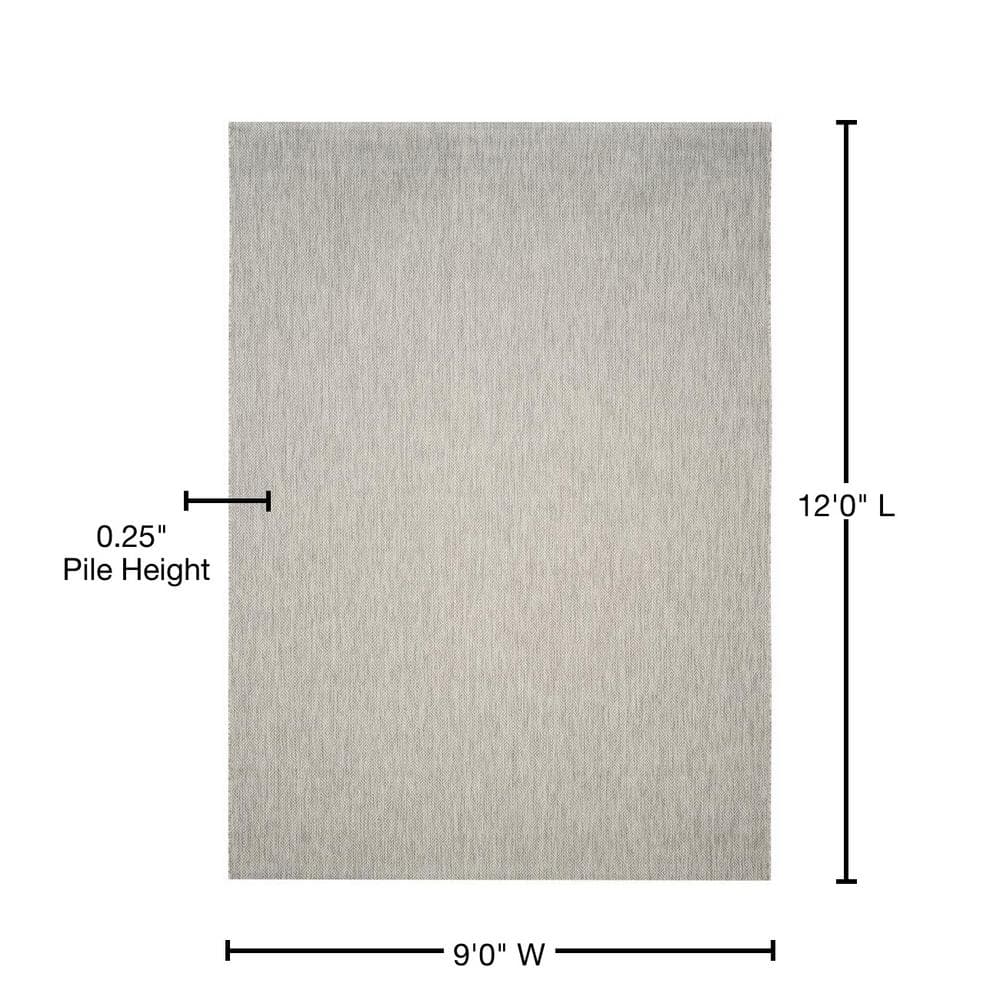 Elegant Gray Synthetic 9' x 12' Easy-Care Rectangular Area Rug