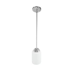 5.1 in. 1-Light Brushed Nickel Mini Pendant With Frosted Glass Shade, Adjustable Height Indoor Hanging Pendant Lights