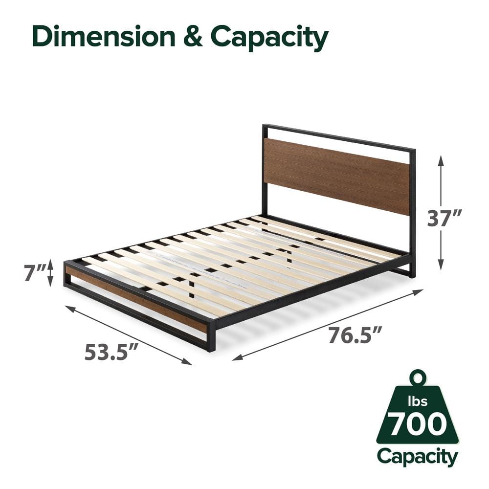 Suzanne Chestnut Brown Metal and Wood Platform Bed Frame