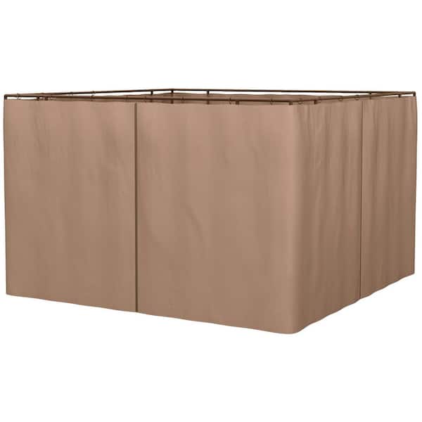 Otryad 10 ft. x 10 ft. Brown Universal Gazebo Sidewall, Gazebo Kit with Panels, Hooks and C-Rings for Pergolas and Cabanas
