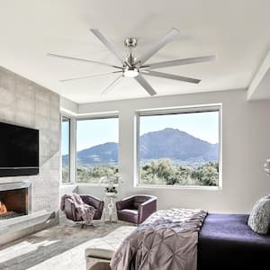 Light Pro 72 in. Smart Indoor Silver Standard Ceiling Fan with Remote Control and Integrated LED