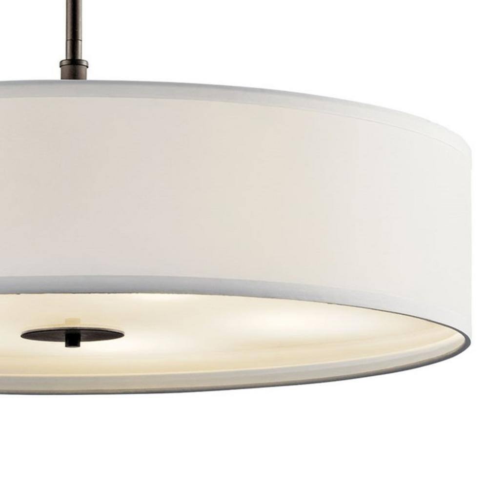 Transitional Olde Bronze 30" Drum Pendant with White Shade
