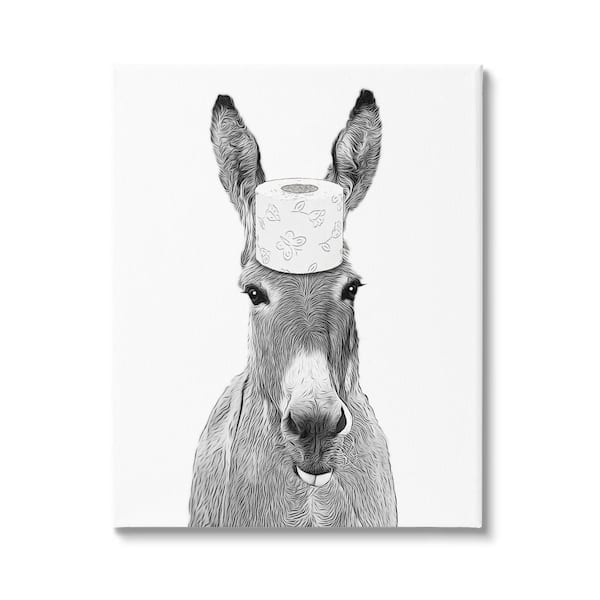 Stupell Industries Donkey Toilet Paper Funny by Annalisa Latella 1-Piece Wrapped Unframed Abstract Graphic Art Print 20 in. x 16 in.