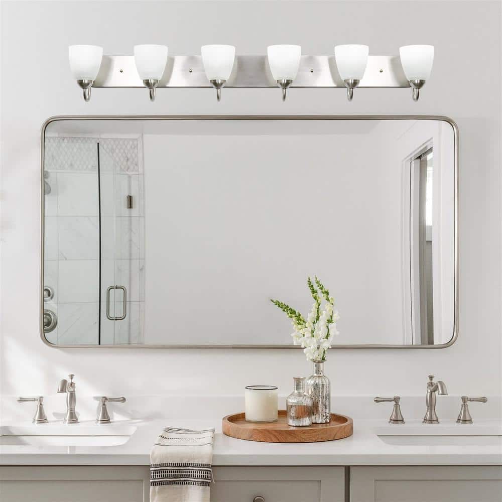Armada 48" Modern 6-Light Vanity Fixture with Frosted Glass and Brushed Nickel