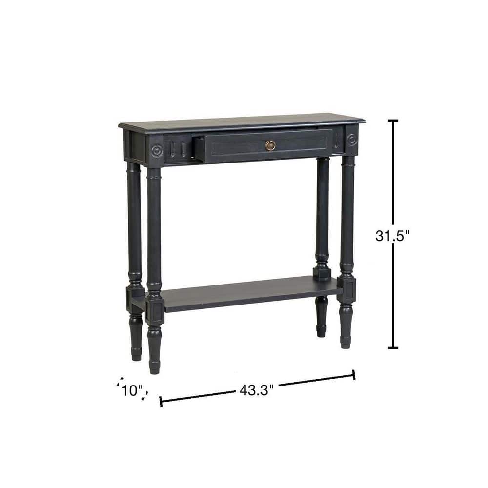Marisol Black Solid Wood Console Table with Storage