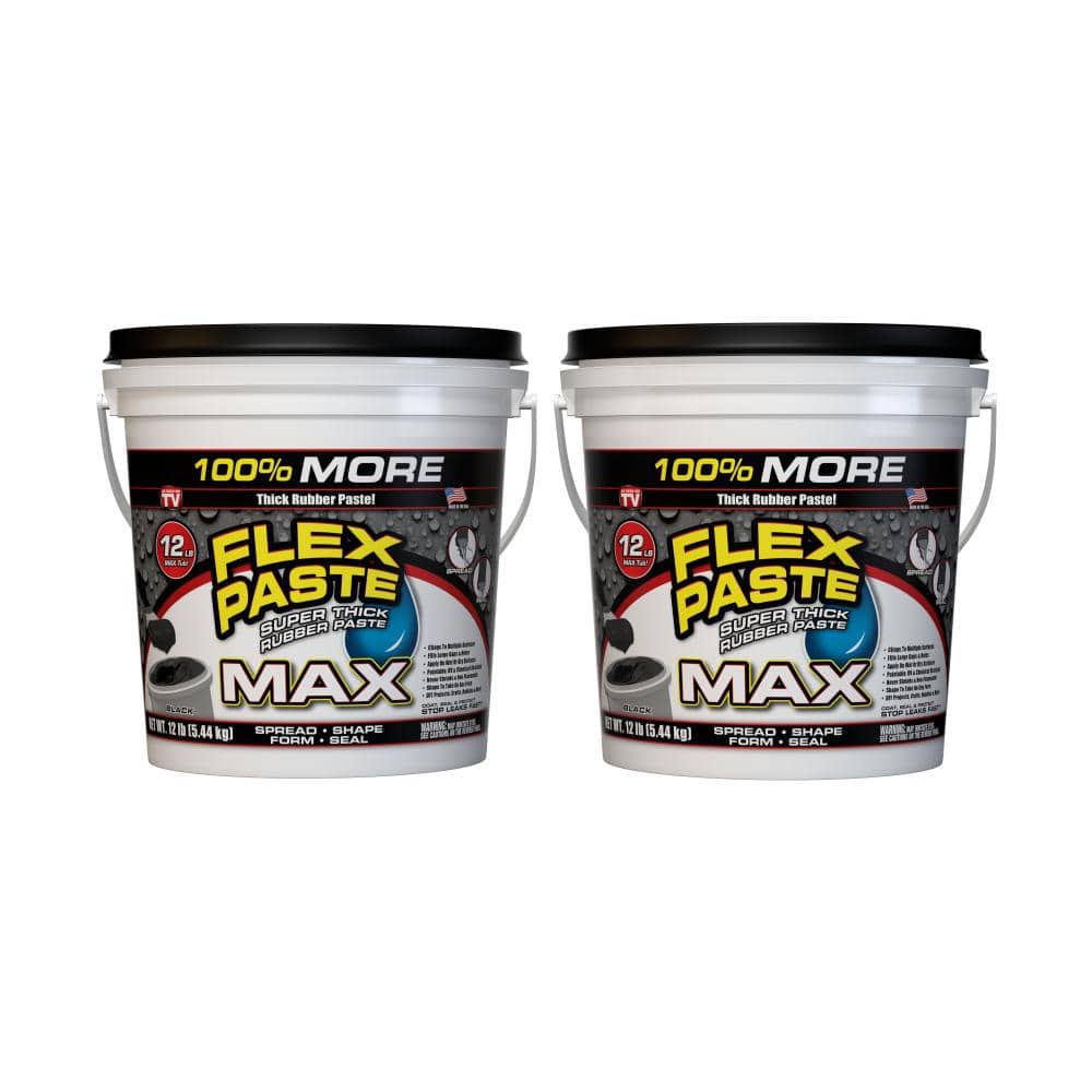 FLEX SEAL FAMILY OF PRODUCTS Flex Paste MAX 12 lb. Black All Purpose Strong  Flexible Watertight Multipurpose Sealant (2-Pack) PFSMAXBLK01-CS - The Home  Depot