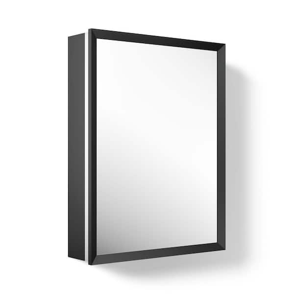 Embark 20 in. W x 26 in. H Rectangular Framed Recessed/Surface Mount Medicine Cabinet with Mirror in Matte Black