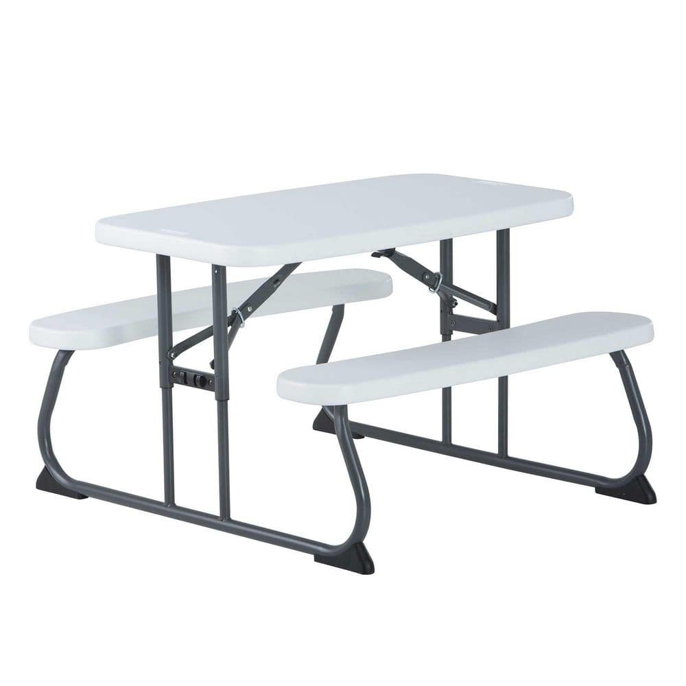 Childrens Folding 32.5 in. White Granite Rectangle Powder Coated Steel Picnic Table Seats 4 price history on PriceWatchPro
