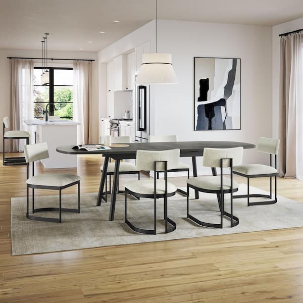 Lucio Light Beige PVC/Black Metal Upholstered Dining Chair