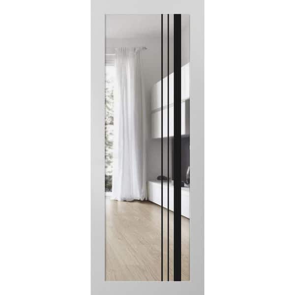 42 in. x 44 in. Solid Wood Clear glass White Interior Door Slab