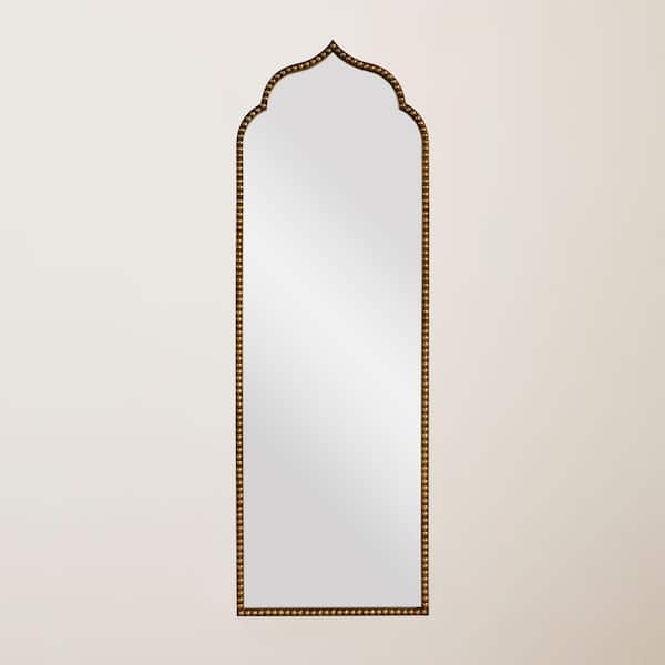 Dovelina 21 in. W x 64 in. H Classic Arched Iron Framed Gold Wall Decorative Mirror