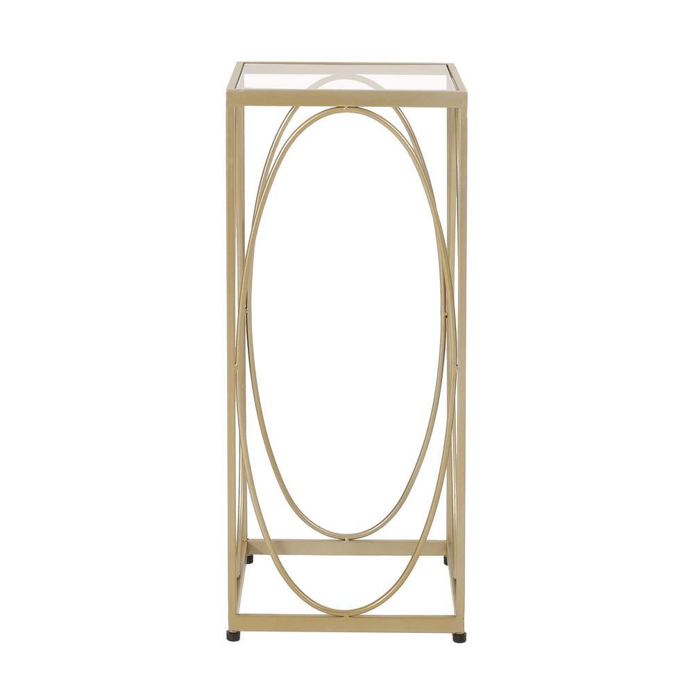 Champagne Gold and Black Glass Top Rectangular End Table