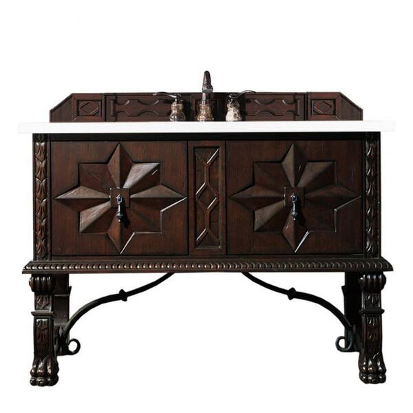 James Martin Vanities Balmoral 48.0 in. W x 23.5 in. D x 34 in. H Bathroom Vanity in Antique Walnut with White Zeus Quartz Top