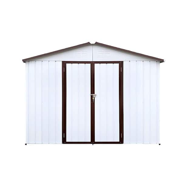 8 ft. W x 10 ft. D Metal Apex Roof Outdoor Storage Sheds with Vents and Lockable Hinged Door in White (80 sq. ft. )